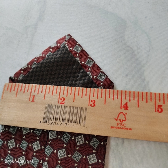 Trendy GENESIS Imported Silk Necktie Tie Rust Gray Geometric Square Jacquard - Picture 4 of 8